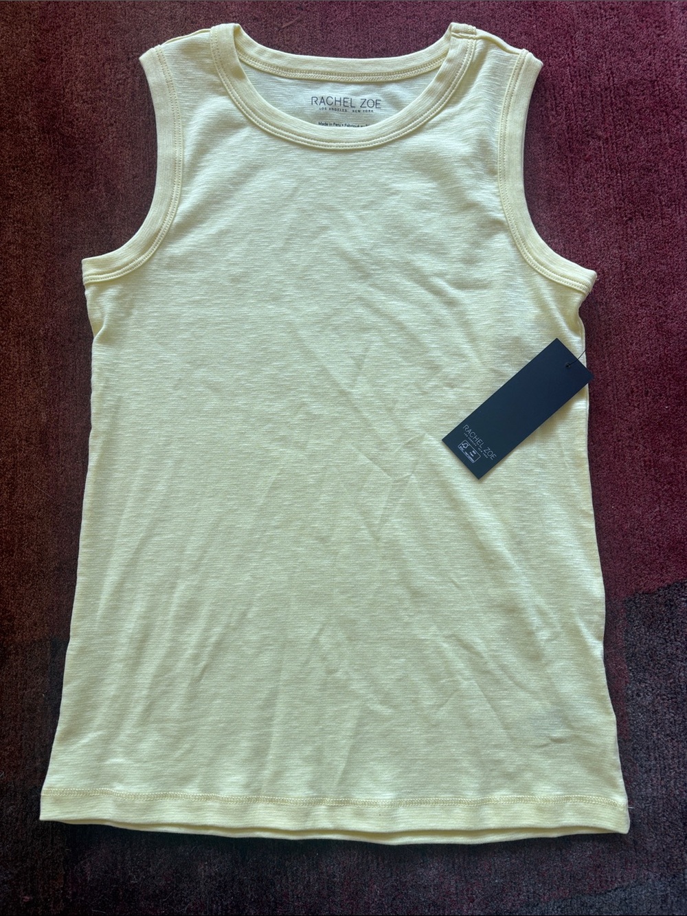 NWT - Rachel Zoe Pale Yellow Sleeveless Ribbed Tank - Sz S